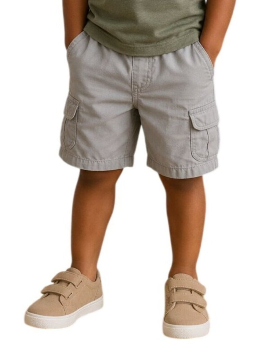 Cherokee Boys Size 2T Shorts Cargo 6-Pocket Elastic Waist Gray Rugged Stylish